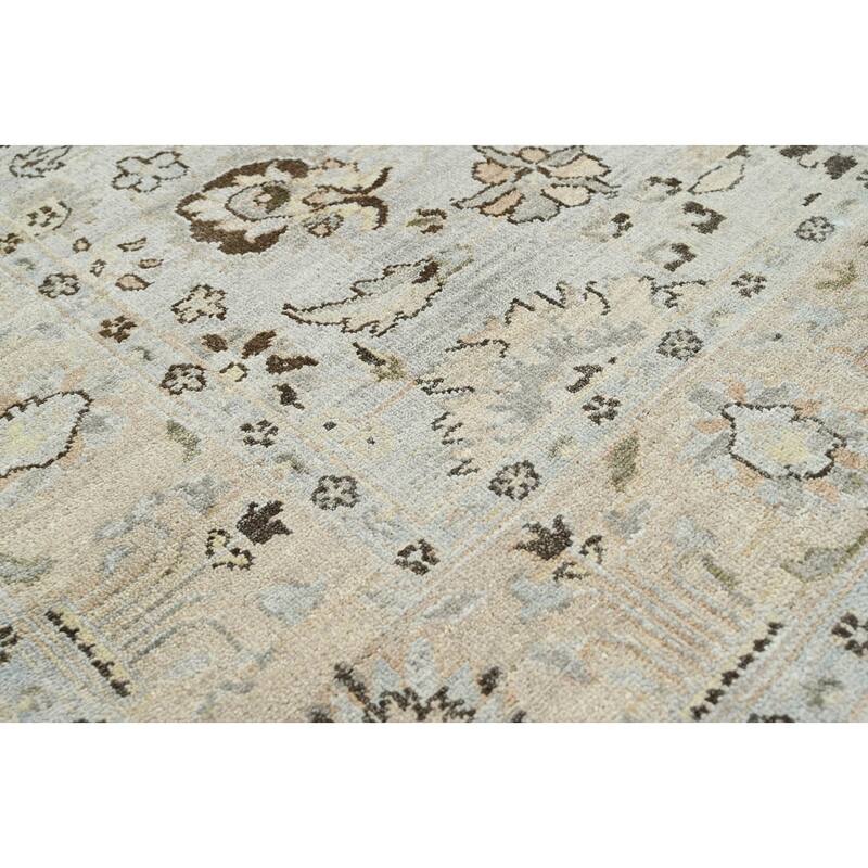Multi Size Hand Knotted Blue Traditional Oushak Wool Oriental Area Rug - 6' x 8' 10''