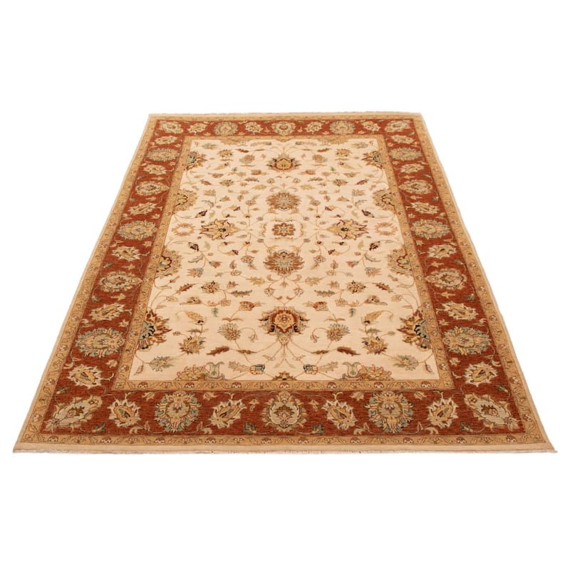 ECARPETGALLERY Hand-knotted Jamshidpour Ivory Wool Rug - 6' 3" x 10' 2"