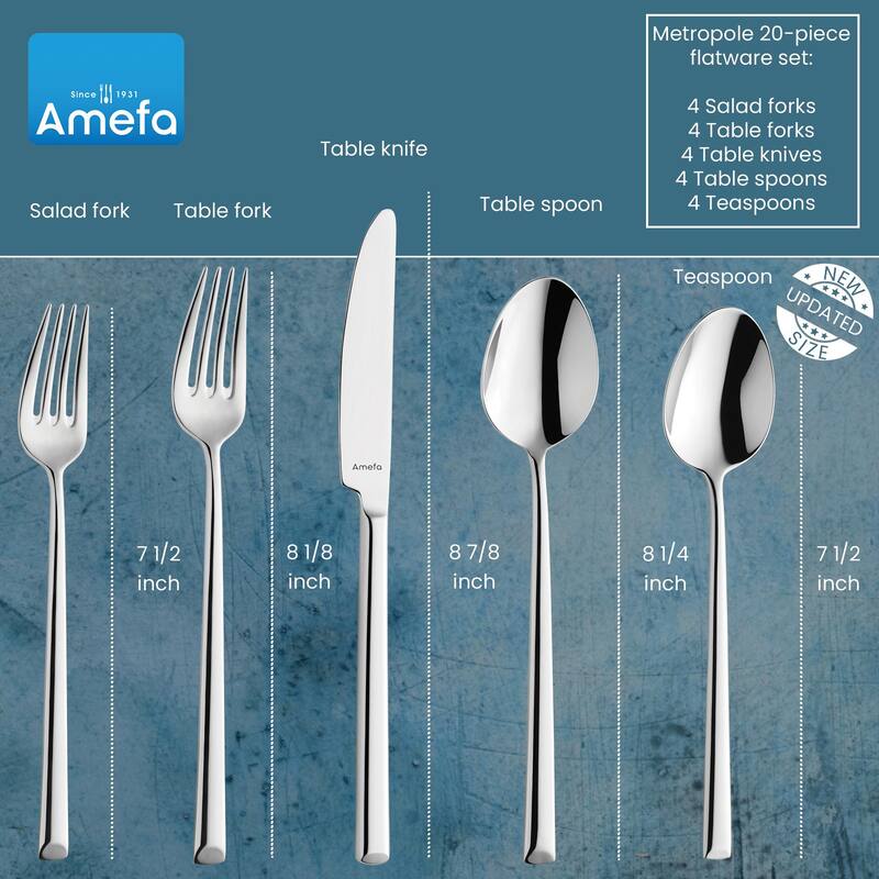 Amefa Metropole 20 Piece 18/10 Stainless Steel Flatware Set