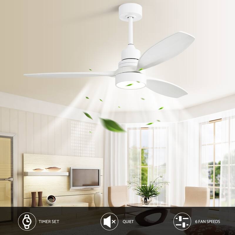 48" and 52" Integrated LED Ceiling Fan with Light and Remote, Reversible DC Motor