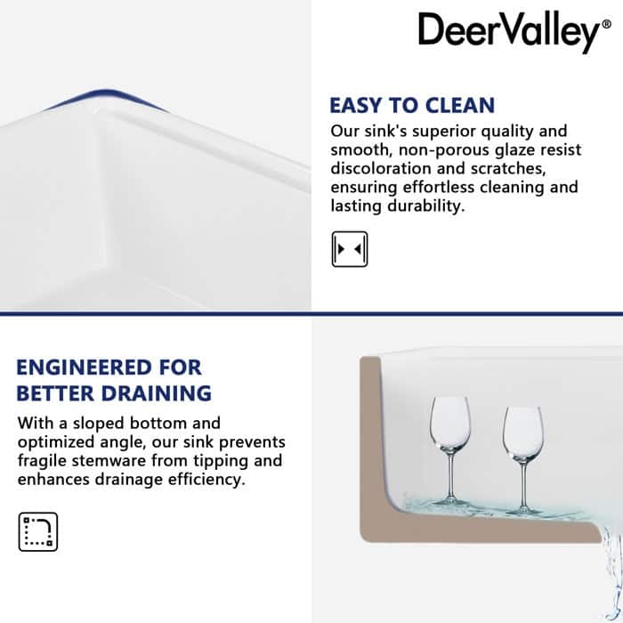 DeerValley 33"L X 20"W Double Bowl Workstation Farmhouse Kitchen Sink With Cutting Board And Dish-Drying Rack