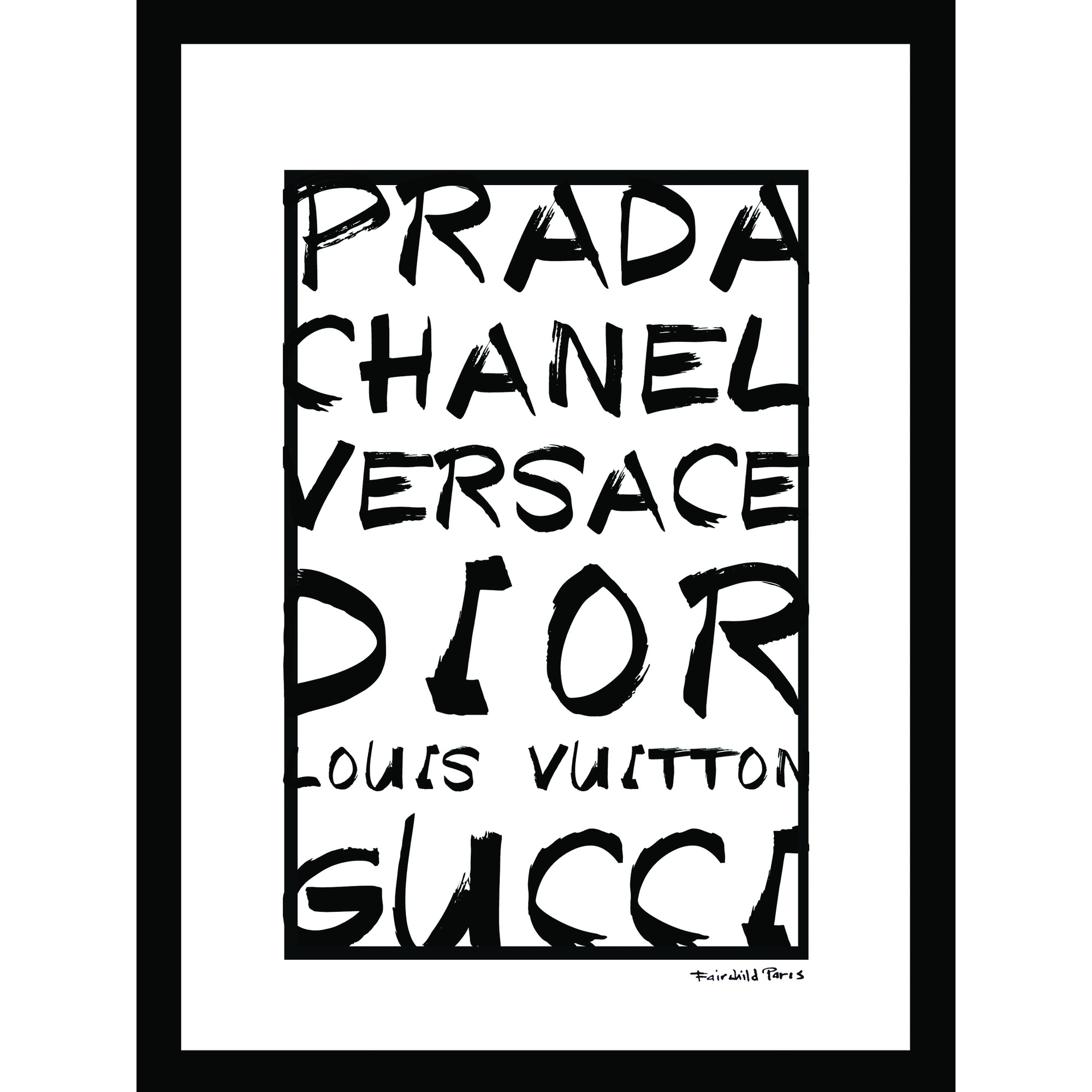 Chanel Louis Vuitton Gucci Prada Wall Art Canvas 16x16 Black & White Dorm  Decor