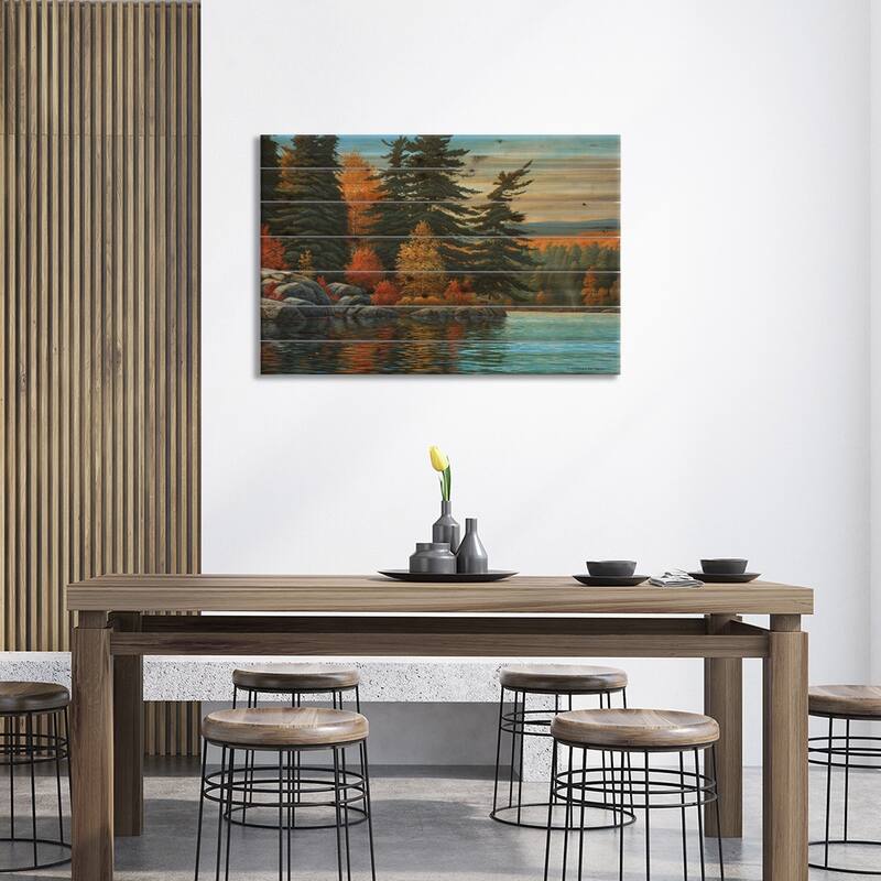 Autumn Breeze Print On Wood by Jake Vandenbrink - Multi-Color