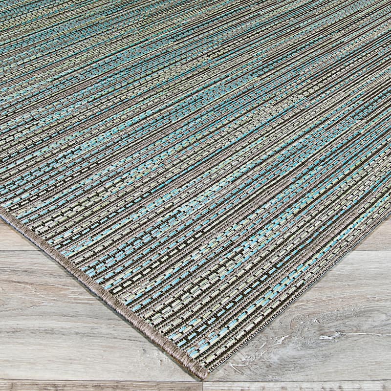 Samantha Diva Aqua Blue- Gray Indoor/ Outdoor Area Rug