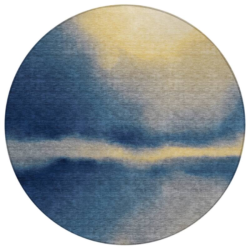 Machine Washable Indoor/ Outdoor Modern Landscape Chantille Rug