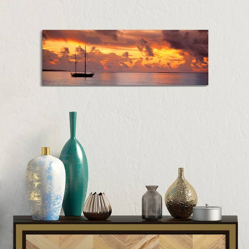 iCanvas "Boat at sunset " by Panoramic Images Canvas Print - 12x36x1.5
