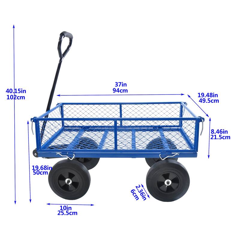 Anmytek Heavy Duty Steel Mesh Utility Wagon with Removable Sides 880 lbs Capacity Garden Cart