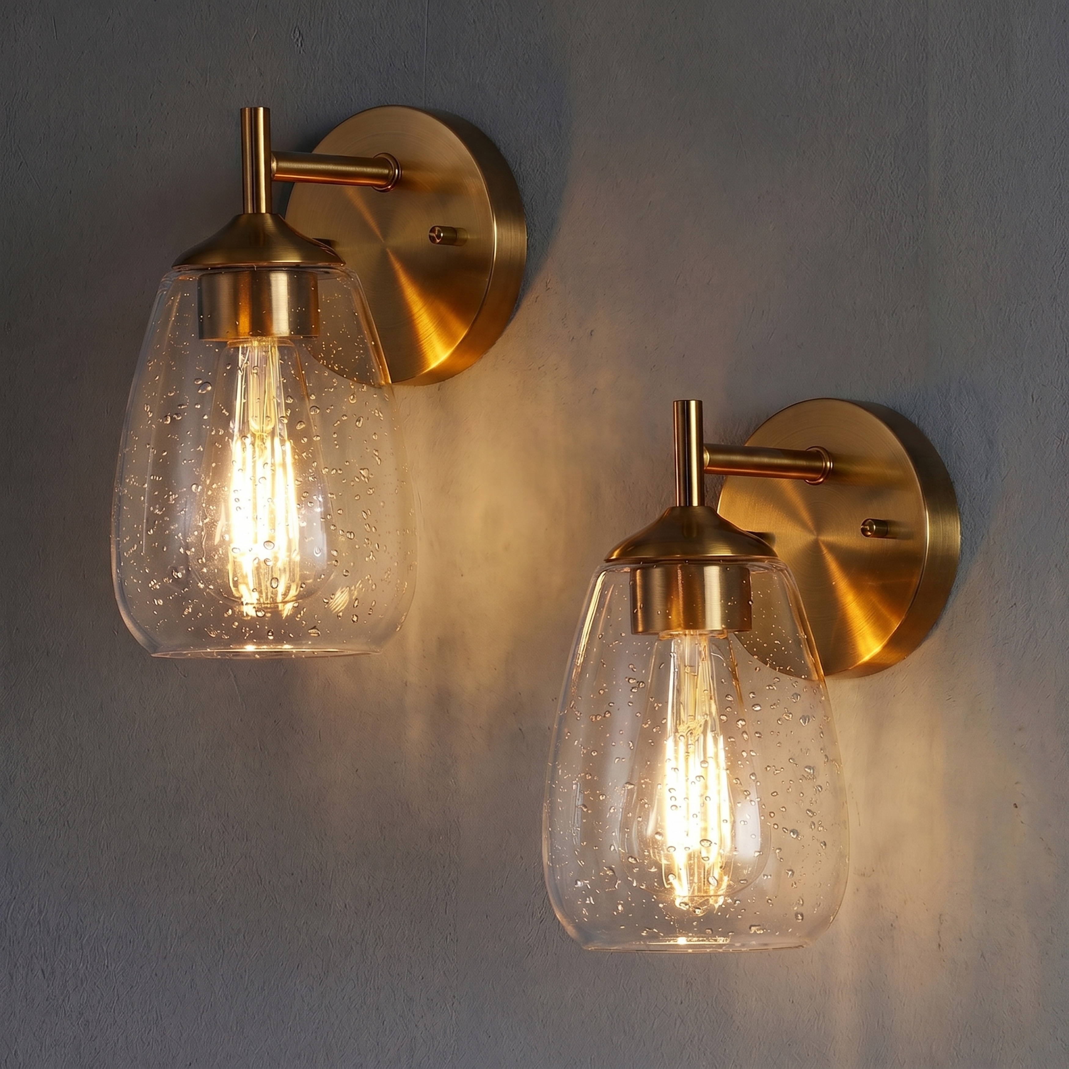 1-light Clear Glass Shade Wall Sconces For Bathroom, Living Room（set Of 2)