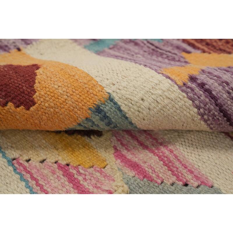 Hand Woven Oriental 100% Wool Carpet Southwestern Tribal Multi-Colored Kilim Area Rug - 9' 8'' X 6' 8''