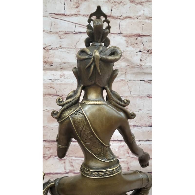 Bronze Statue Of Seated Goddess Tara In Traditional Tibetan Style - Intricate Buddhist Deity Sculpture