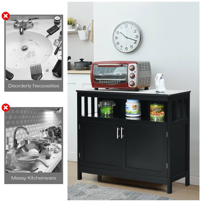 Costway Kitchen Buffet Server Sideboard Storage Cabinet with 2 Doors & - See details