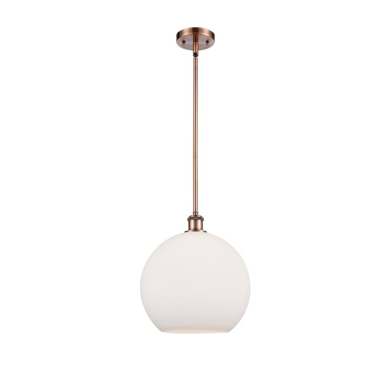 Innovations Lighting Athens 1 Light 12" Mini Pendant - Antique Copper/Matte White