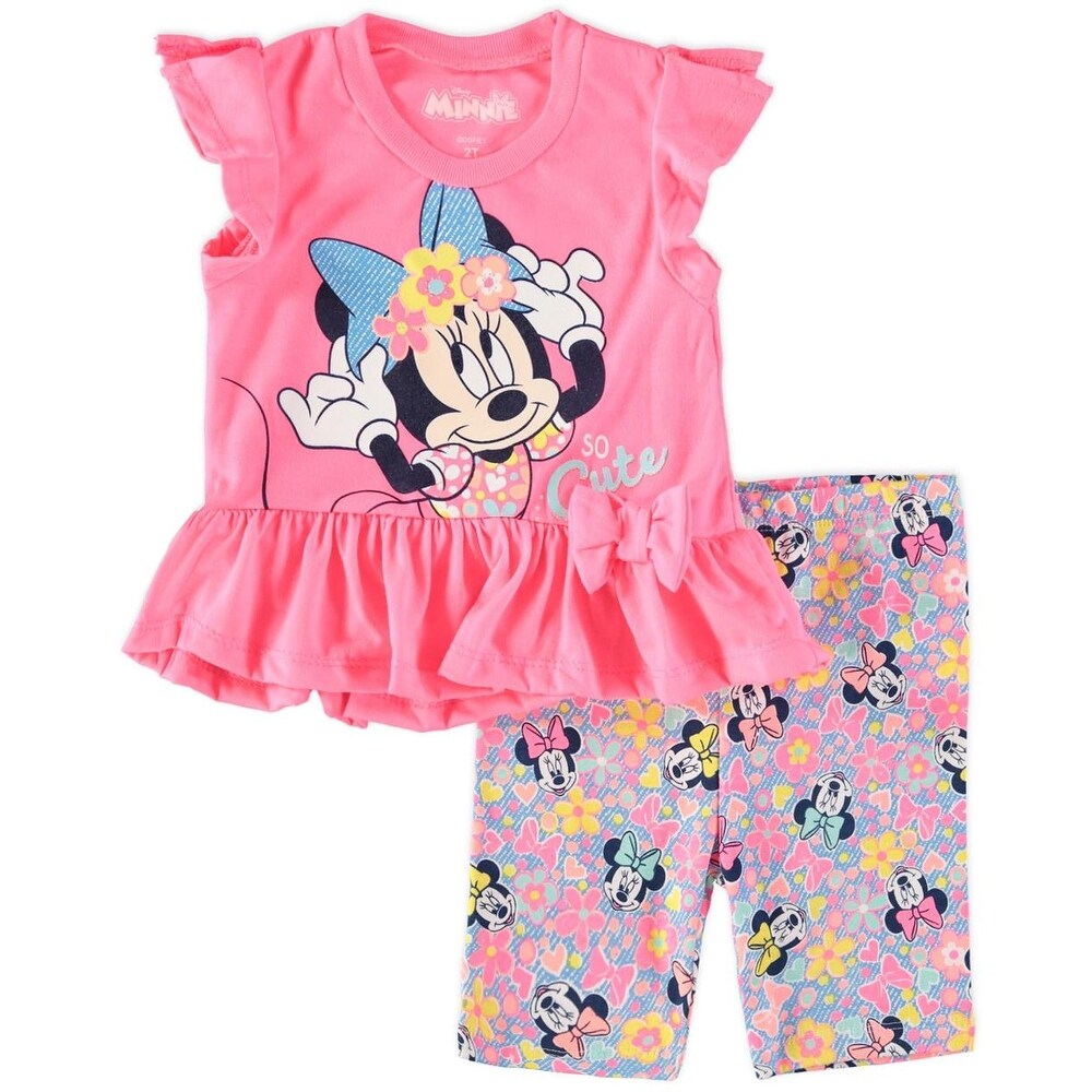 Shop Disney Girls 2t 4t Minnie Mouse Short Set Pink Overstock