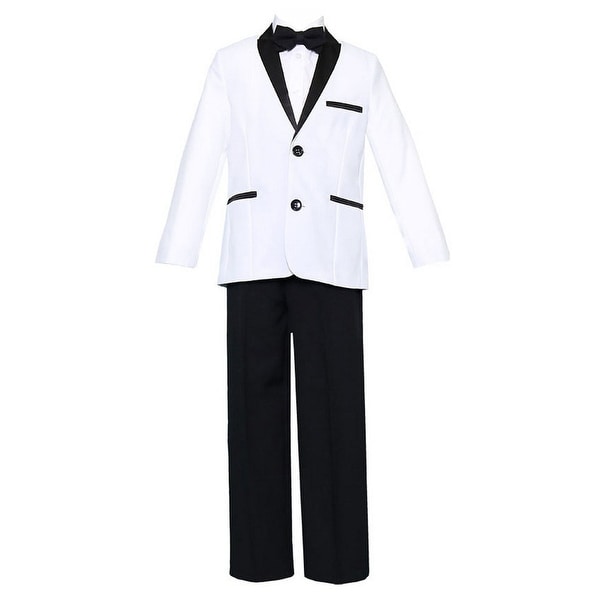 Shop Big Boys White Black 4 Pcs Shirt Bow Pants Jacket ...