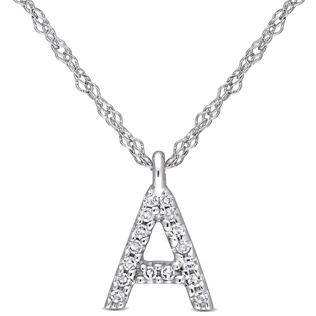 Miadora 14k White Gold Diamond Accent A Initial Necklace - 9.6 mm x 17 inch x 6.5 mm - 9.6 mm x 17 inch x 6.5 mm