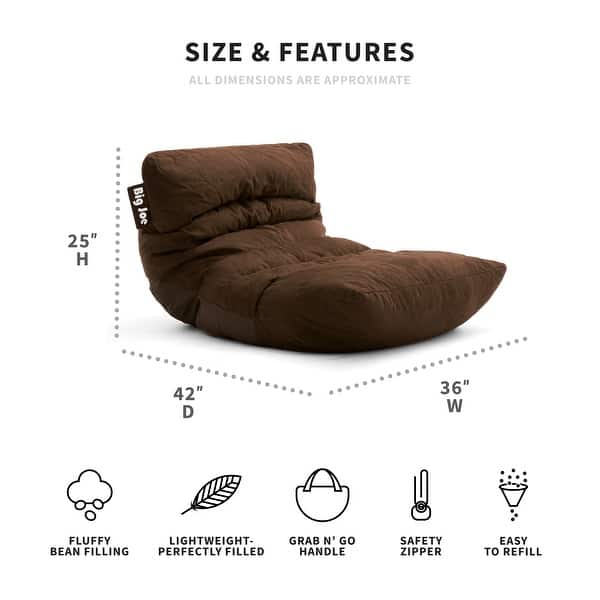 dimension image slide 1 of 2, Big Joe Roma Plush Bean Bag Chair