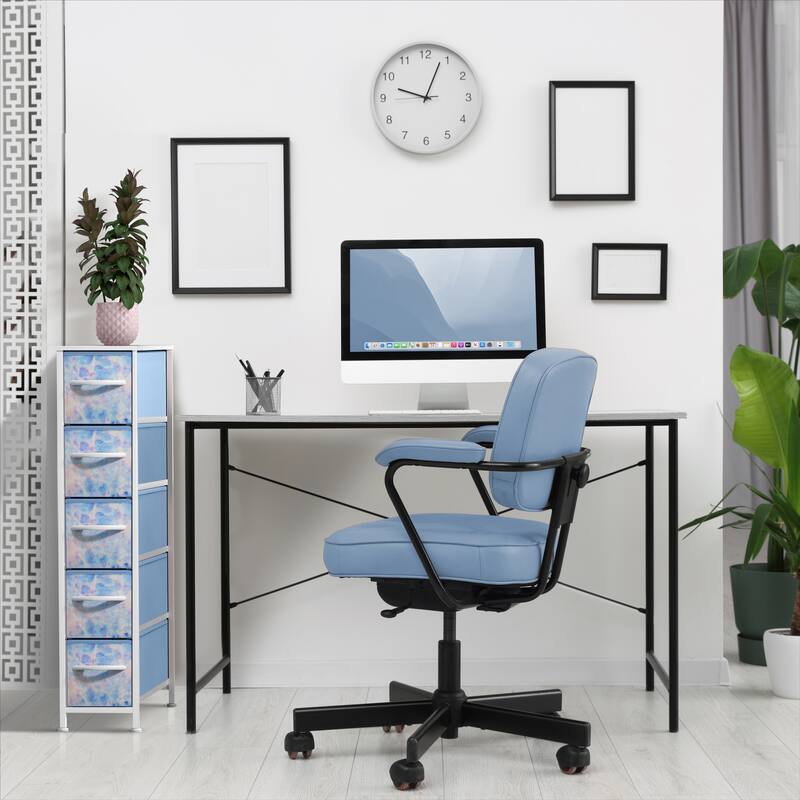 Sorbus Narrow Dresser with 5 Drawers - Vertical Slim Storage Chest of Drawers with Steel Frame, Wood Top & Easy Pull Fabric Bins