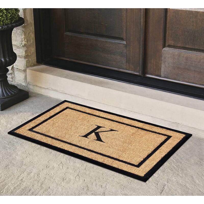 A1HC Natural Coir Monogrammed Door Mat for Front Door, Durable Large Outdoor Rug, Heavy Duty Welcome Doormat - 24" X 48"