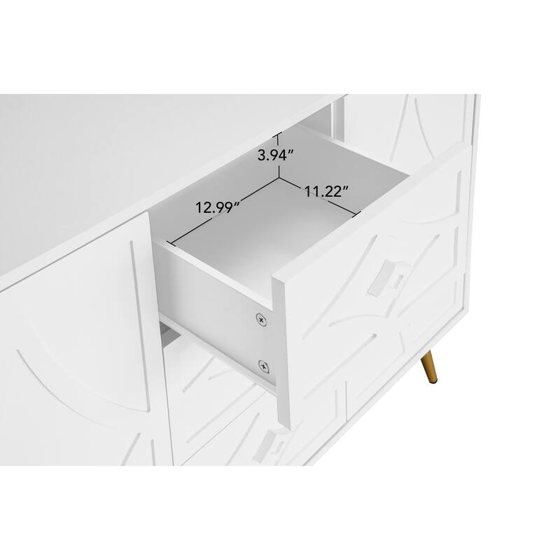 2-Door, 3-Drawer Buffet Cabinet - Adjustable Shelf for Living Room or Kitchen Use