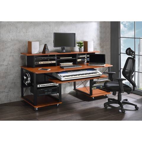 Music Desk, Cherry & Black Finish Music Desk with Caster Wheels