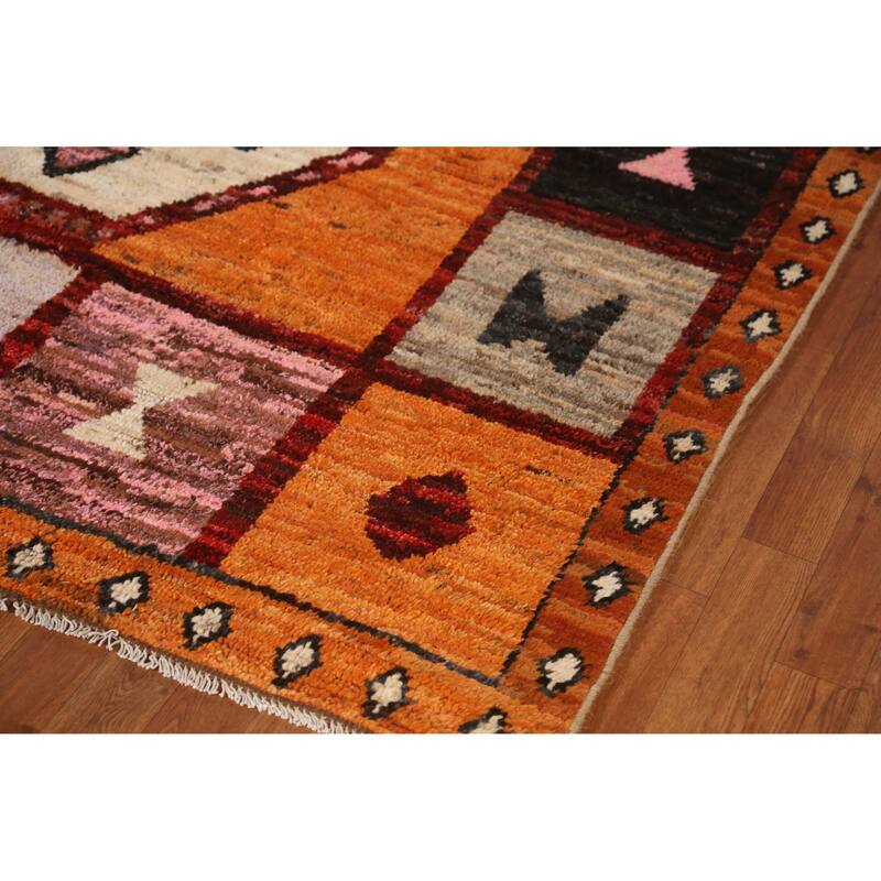Tribal Geometric Moroccan Area Rug Handmade Oriental Wool Carpet - 6'8" x 9'7"