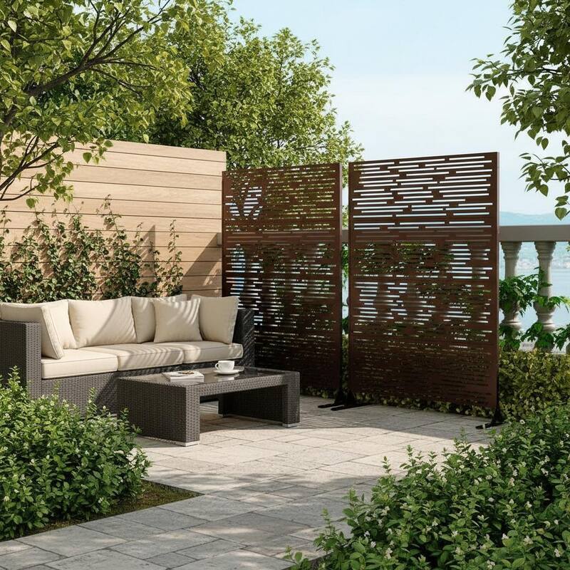 70" H Decorative Metal Garden Fences, Rust-Proof Scroll Design