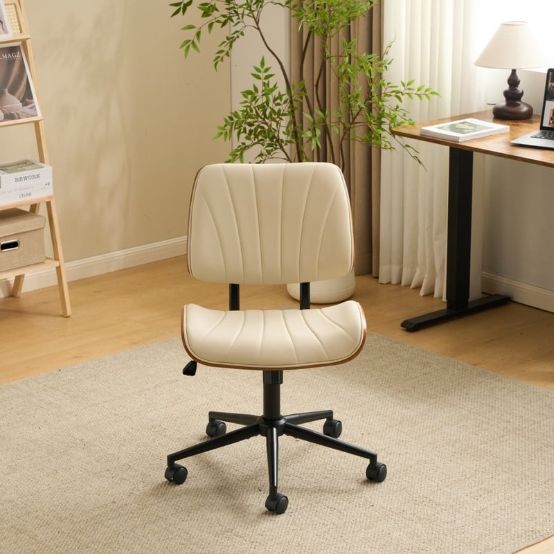 PU Trapezoid Curved Back Swivel Office Chair