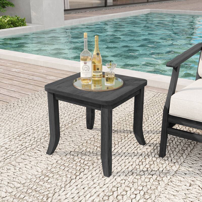 Outdoor Teak Wood Table for Patio and Garden - Dark Wood-Side Table