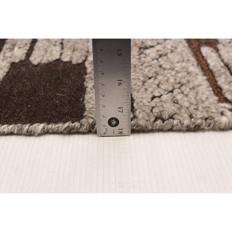 ECARPETGALLERY Hand-knotted Tangier Dark Brown Wool Rug - 5'5 x 7'10