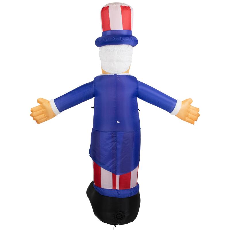 Inflatable White Red Lighted Standing Uncle Sam Outdoor Decor, 70-Inch