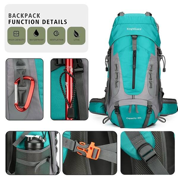60L Hiking Backpack Men Women Camping Backpack Waterproof Backpacking  Mountaineering Climbing Daypack (Lake Blue) - Bed Bath & Beyond - 40365515