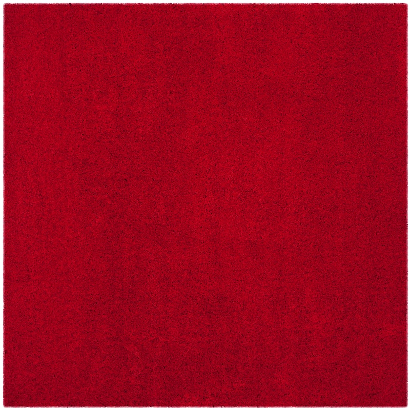 SAFAVIEH Laguna Shag Verdiana Solid Color 2-inch Thick Rug. - 6'7" Square - Red - Square