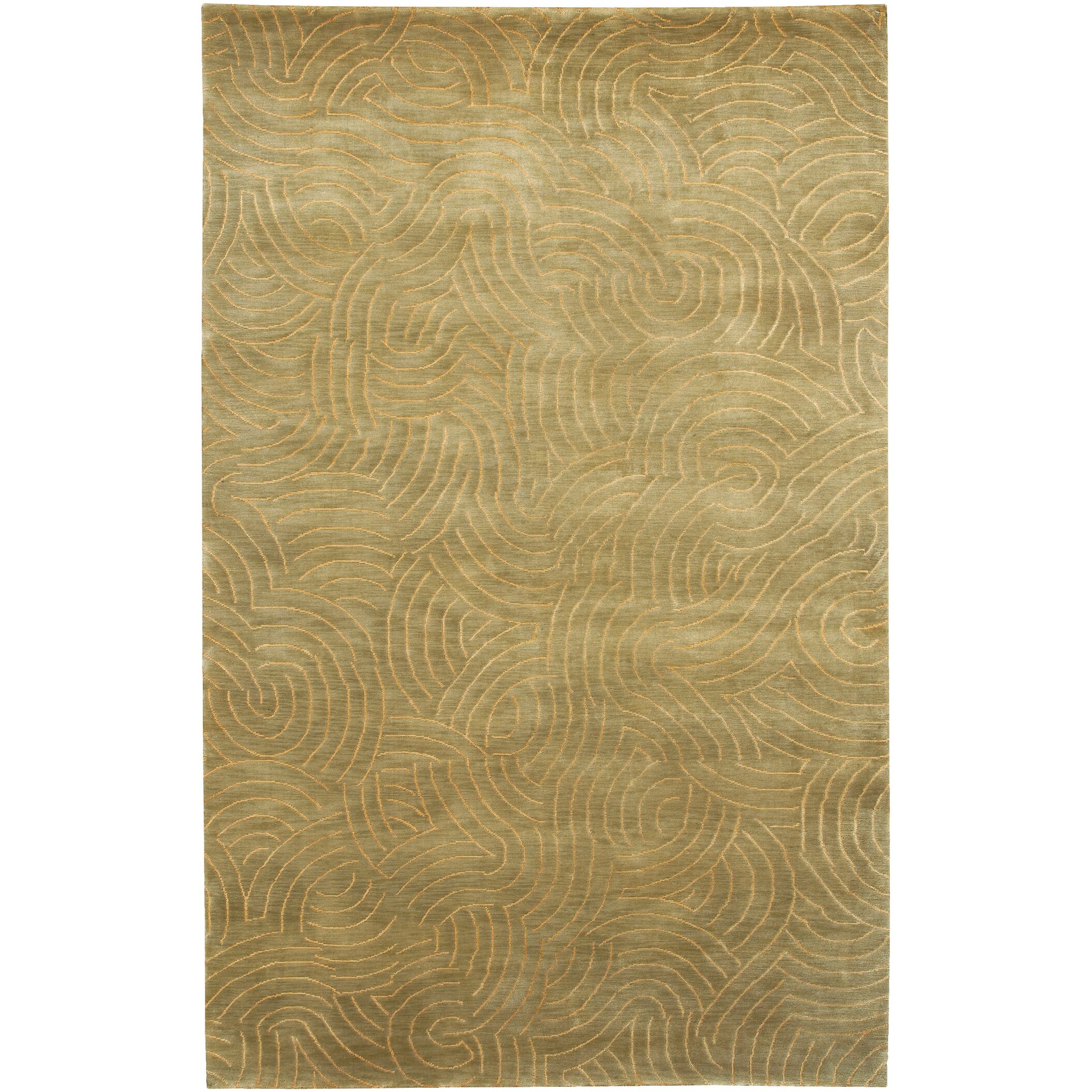 Hand-knotted Resonate Pale Moss Abstract Design Wool Area Rug (5' x 8') - 5' x 8'/Surplus