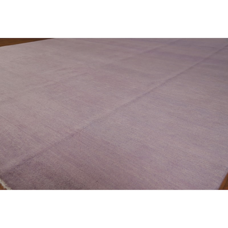 Hand Knotted Oriental 100% Wool Carpet Modern Solid Purples Gabbeh Area Rug - 12' 2'' X 9' 1''