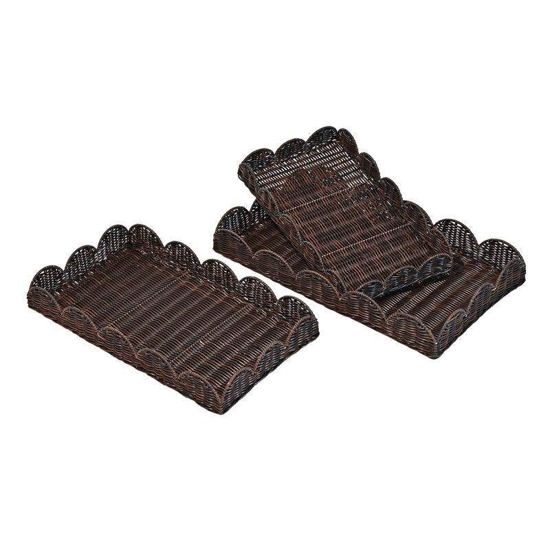 happimess Resin Rectangular Decorative Serving Trays (Set of 3)
