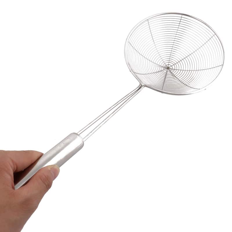 Family Kitchen Metal Noodles Dumplings Food Mesh Ladle Strainer - 17" x 2.8" x 6.1"(L*Max.D*Depth)