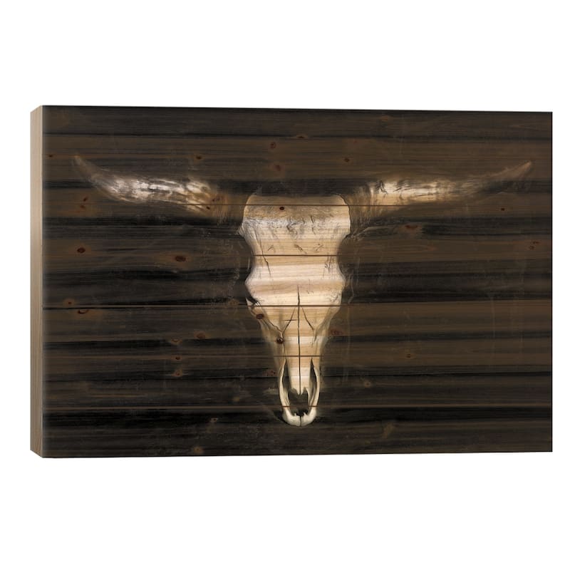 Cow Skull Print On Wood by PHBurchett - Multi-Color - 26x40x1.5