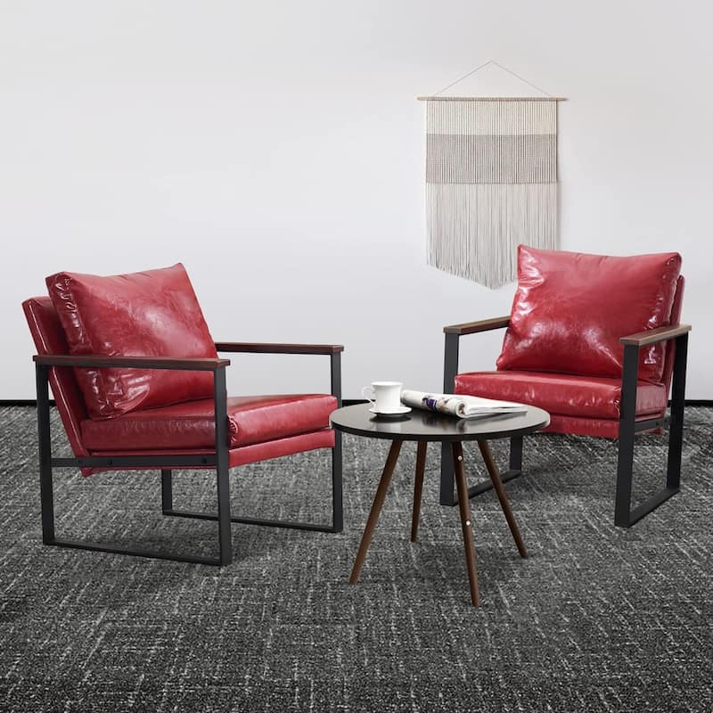 MCombo set of 2 Modern Accent Chair with Upholstered Cushion, Faux Leather HQ304