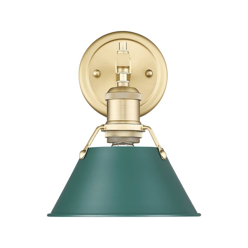 Golden Lighting 3306-BA1 BCB Orwell 10" Tall Bathroom Sconce - Brushed Champagne Bronze / Pine Green Shades