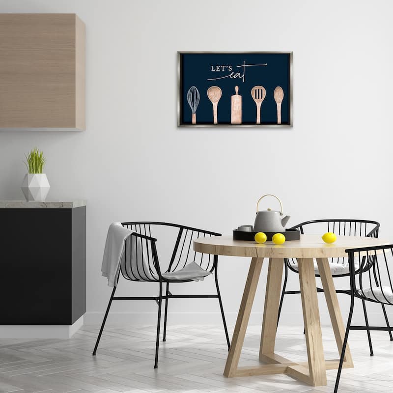 Stupell Let's Eat Kitchen Utensils Framed Floater Canvas Wall Art Design By Lux + Me Designs