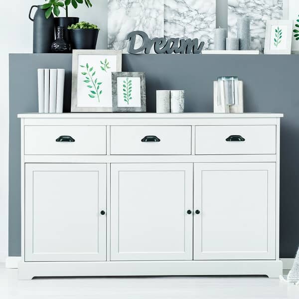Shop Gymax 3 Drawers Sideboard Buffet Cabinet Console Table