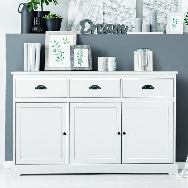 Shop Gymax 3 Drawers Sideboard Buffet Table Storage Console