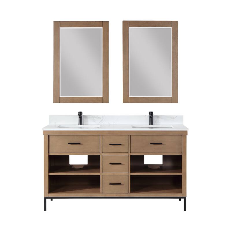 Altair Kesia Bathroom Vanity with Composite Stone Countertop with Mirror