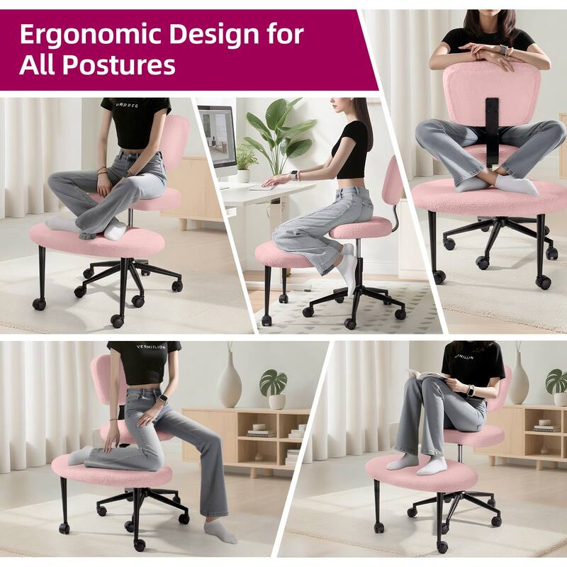 BOSSIN Adjustable Ergonomic Office Chair - Cross-Legged Kneeling Design for Meditation, Yoga Support with Wheels,Back Rest,White