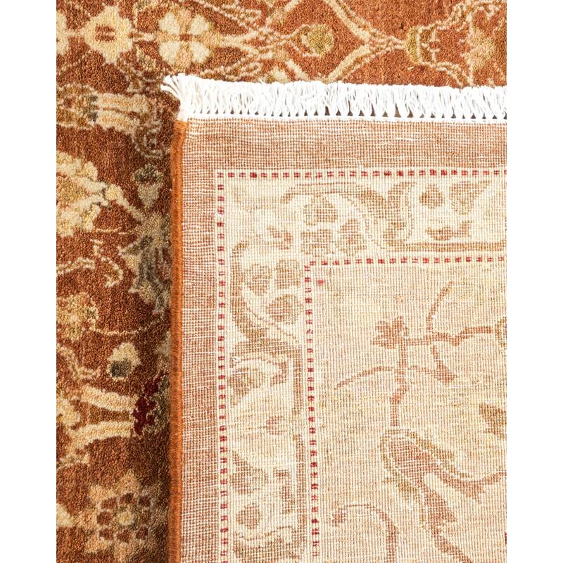 Overton Handknotted Wool Traditional Oriental Brown Area Rug - 6' x 9'