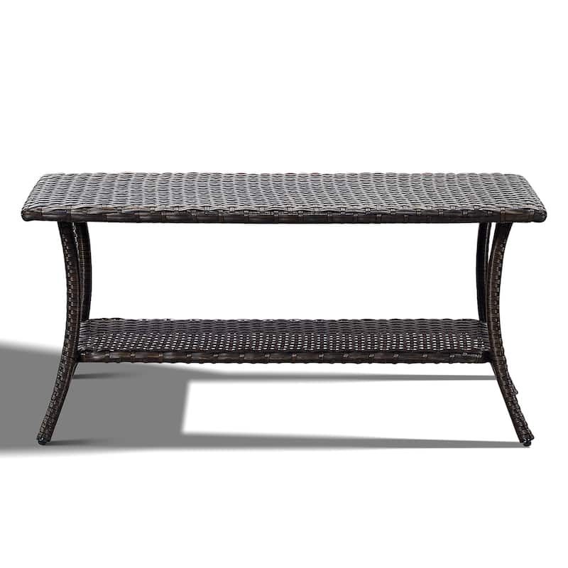 Patio PE Rattan Coffee Table - Brown