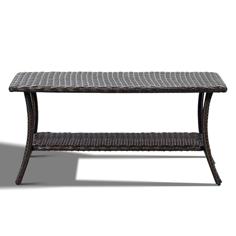 Patio PE Rattan Coffee Table with Storage