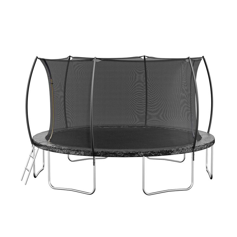 ASTM Approved Trampoline - Safety Enclosure, Ladder, Outdoor Recreational Use - Black - 166.1