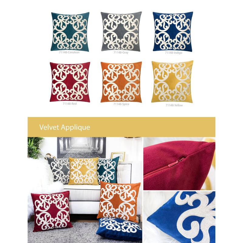 Vintage Vine Pattern Throw Pillow with Velvet Cover 20x20 Inches