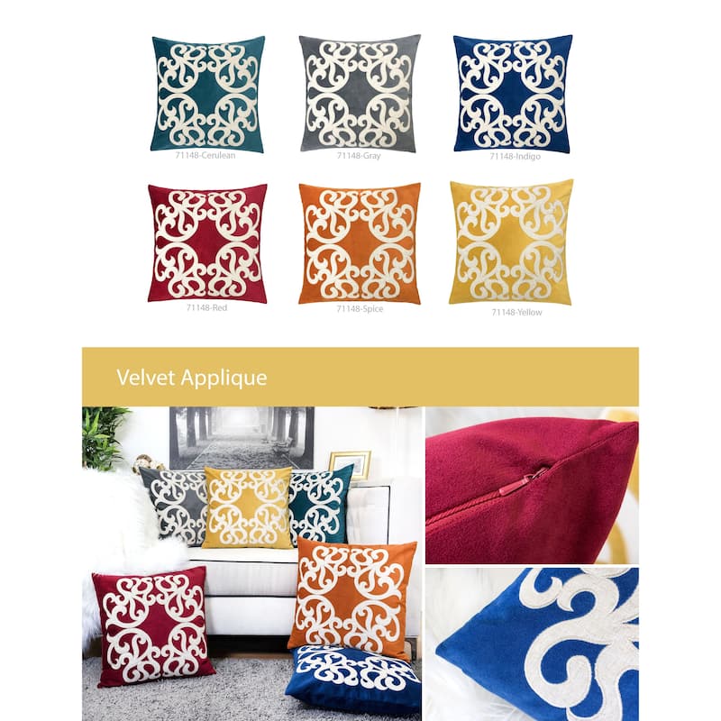 Vintage Vine Throw Pillow Set of 2, 20"x20" Polyester Velvet Cushion Covers with Hidden Zipper